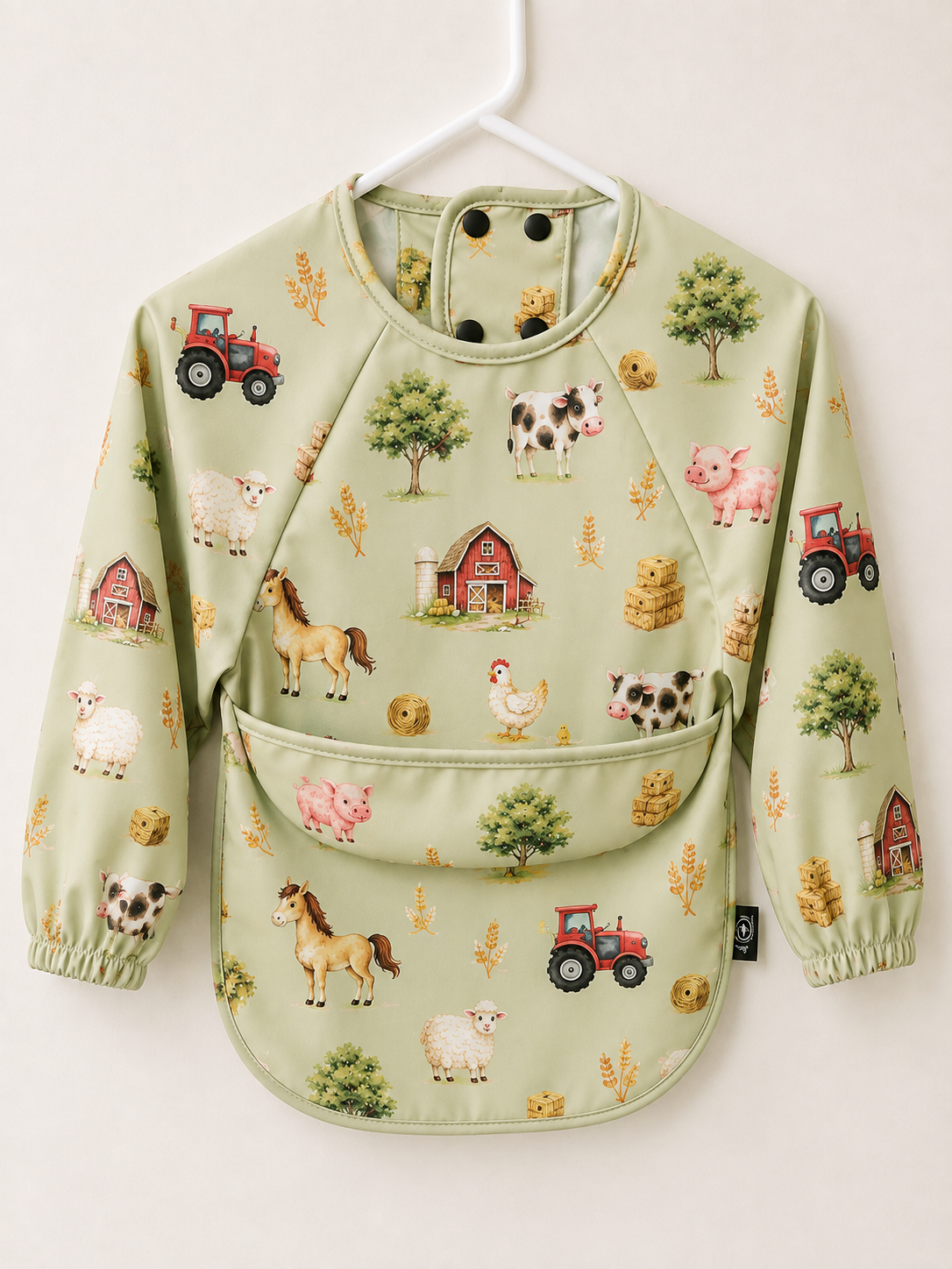 Long Sleeve Baby Bib | Farmyard
