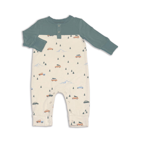Silkberry Baby Bamboo Romper – Pine / Winter Road Trip